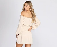 Smocked Off The Shoulder Mini Dress