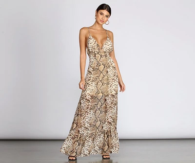 Sleeveless Leopard Chiffon Maxi Dress
