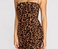 Leopard Mesh Mini Dress