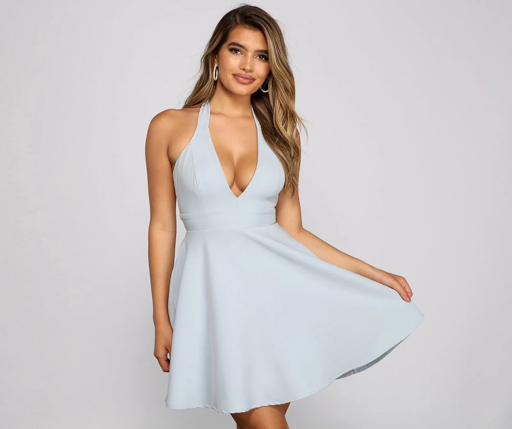 Flirty And Flowy Halter Skater Dress