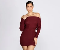 Off Shoulder Knit Mini Dress