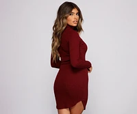 Knit Girl Turtleneck Mini Dress