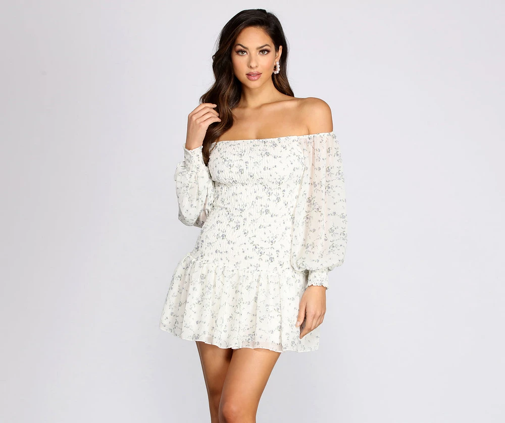 Crushin' It Ditsy Smocked Mini Dress