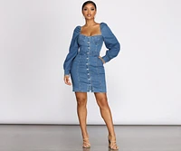 Dreamy Denim Button Front Mini Dress