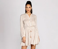 Stylish Stripes Tassel Waist Tie Mini Dress