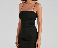 She's A Showstopper Ruched Midi Dress