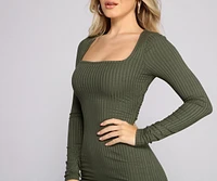 Keeping Knit Trendy Ribbed Mini Dress