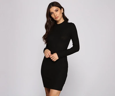 Basic Babe Ribbed Knit Mini Dress