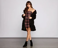 Pretty Plaid Knit Mini Dress