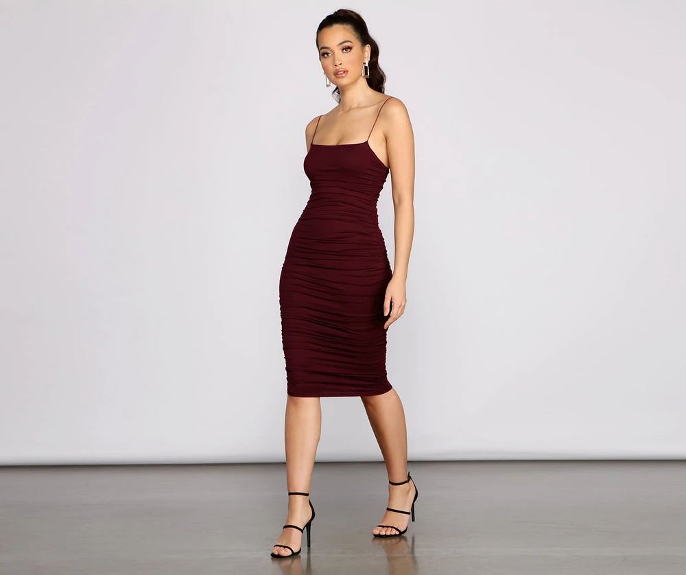 Heart Of Glam Ruched Midi Dress