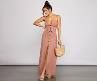 Effortless Style Tie-Front Maxi Dress