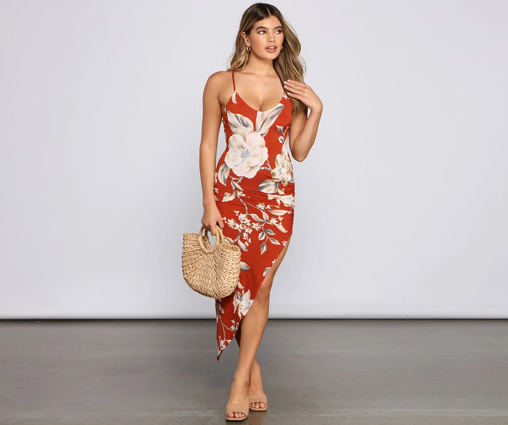 Sunset Stunner Asymmetrical Midi Dress