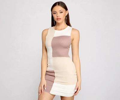 Retro Babe Sleeveless Colorblock Mini Dress