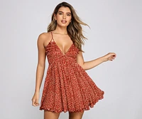 Floral Twirl Ruffled Skater Dress