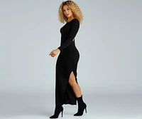 Chic Silhouette Long Sleeve Maxi Dress