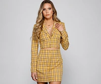 Get A Clue Plaid Blazer Dress