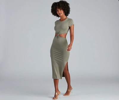 Thinking About Knit Cutout Midi Dress