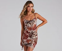 Island Views Tropical Cowl Mini Dress