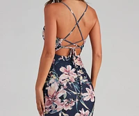 Floral Tropic Strappy Back Midi Dress