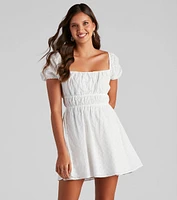 Sunday Girl Eyelet Lace-Up Skater Dress