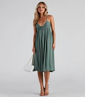 Palisades Ruched V-Neck Midi Dress