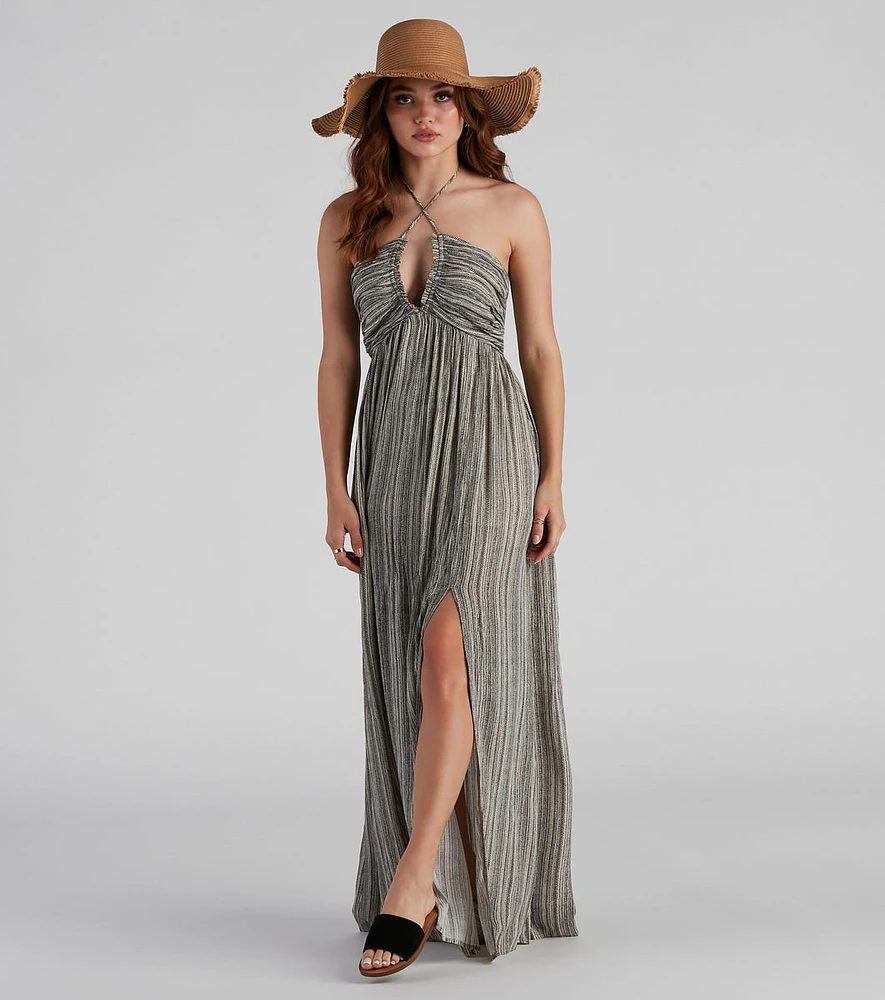 Life Made Easy Linen Halter Maxi Dress