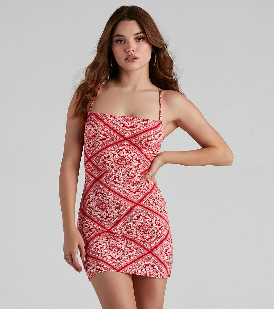 Summer Party Paisley Knit Mini Dress