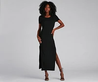 Effortless Mood Ribbed Knit Midi Dress