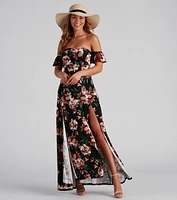 Vineyard Floral Slit Maxi Dress