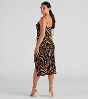 So Sleek Zebra Print Midi Dress