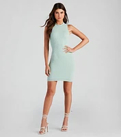 Everyday Trendsetter Mock Neck Mini Dress