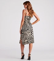 Swirls Of Style Satin Midi Dress