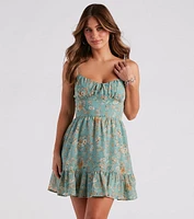 Spring Into Action Floral Skater Dress