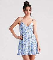 Garden Strolls Floral Tie-Back Skater Dress