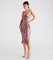 Dreamy Floral Satin Midi Dress