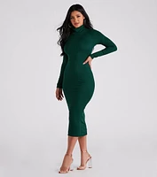 Winter Chic Style Midi Sweater Dress