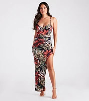 Vacation Mode Tropical Print Maxi Dress