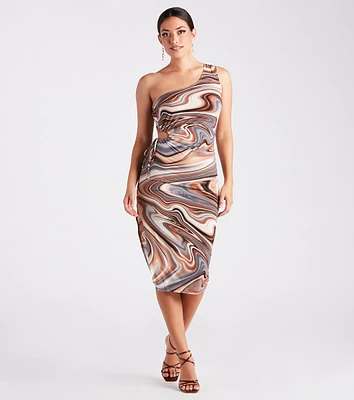 Looking Marvelous One Shoulder Midi Dress