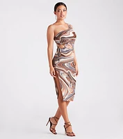 Looking Marvelous One Shoulder Midi Dress