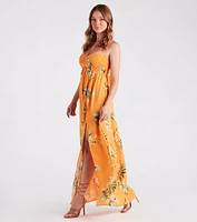 Island Love Tropical Print Maxi Dress