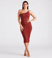 Summer Weekend Vibes One-Shoulder Midi Dress