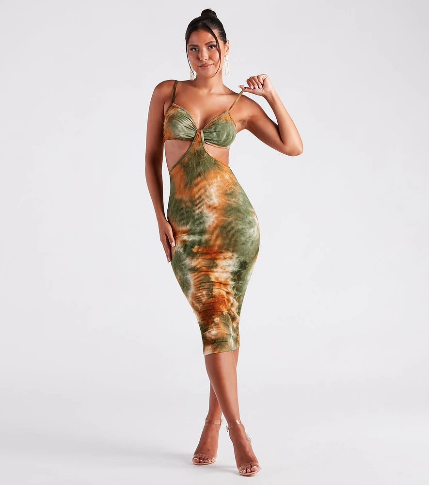 Summer Tie Dye Cutout Midi Dress