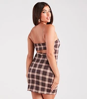 Check Me Out Plaid Bodycon Mini Dress