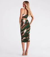 Stand Out Marble Print Cutout Midi Dress