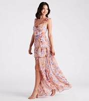 Enchanting Entrance Chiffon Floral Maxi Dress