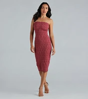 She's All That Strapless Midi Dress