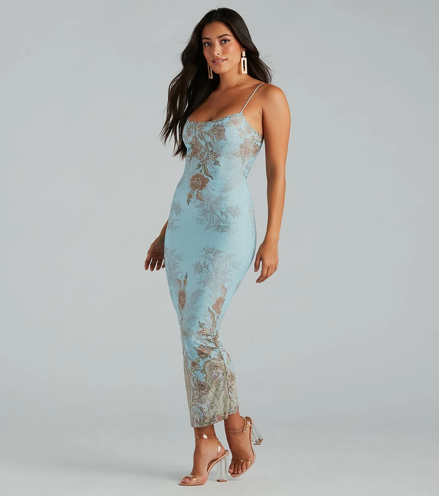 Saint Tropez Chic Floral Mesh Maxi Dress