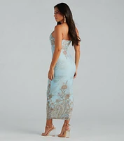 Saint Tropez Chic Floral Mesh Maxi Dress