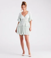 Stylish Sway Ruffled Tiered Short Dress