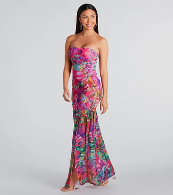 Stunning Destination Tropical Ruffle Maxi Dress